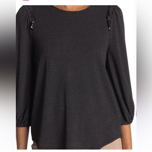 ADRIANNA PAPELL PRINTED 3/4 PLEATED SLEEVE BLOUSE - Picture 1 of 9